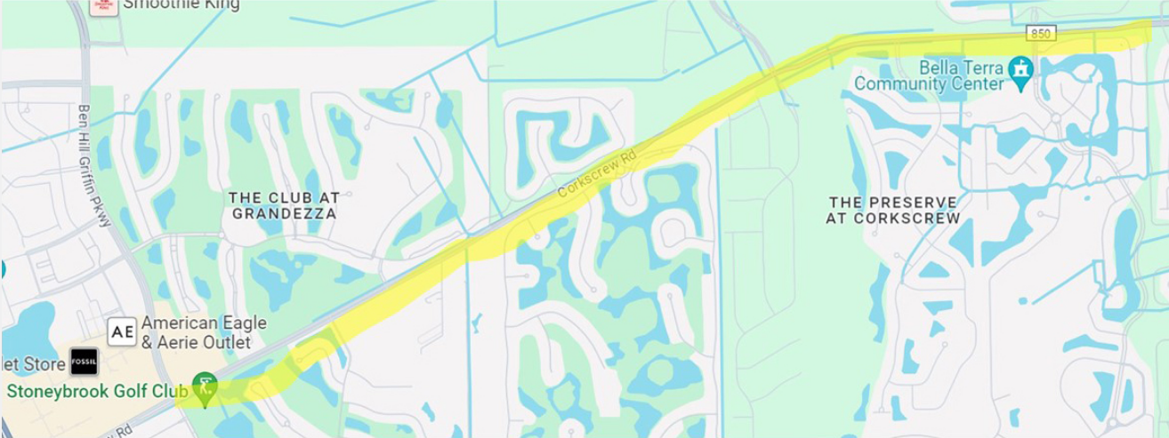 Ben hill to Bella Terra Phase I of Corkscrew Road Widening
