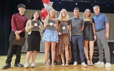 LEAD Estero Students Present Scholarships  To Fellow high school students.