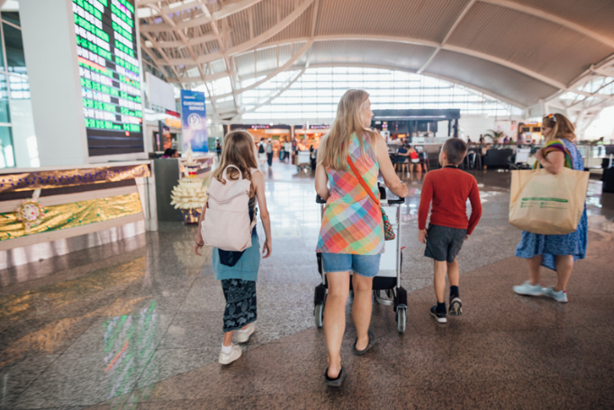 walking through airport